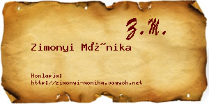 Zimonyi Mónika névjegykártya